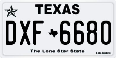 TX license plate DXF6680