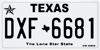 TX license plate DXF6681