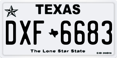 TX license plate DXF6683