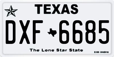 TX license plate DXF6685