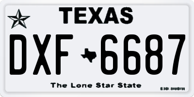 TX license plate DXF6687