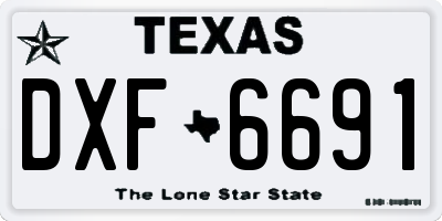 TX license plate DXF6691
