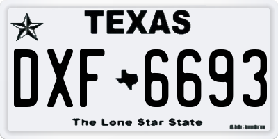 TX license plate DXF6693