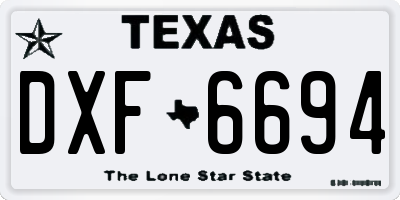 TX license plate DXF6694