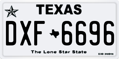TX license plate DXF6696