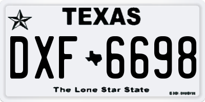 TX license plate DXF6698