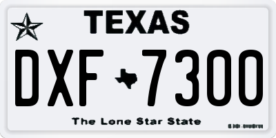 TX license plate DXF7300
