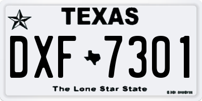 TX license plate DXF7301