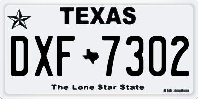 TX license plate DXF7302