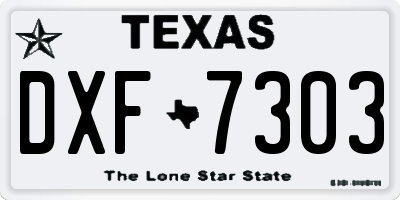 TX license plate DXF7303