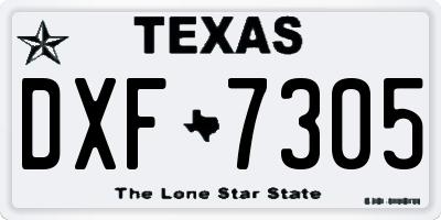 TX license plate DXF7305