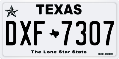 TX license plate DXF7307