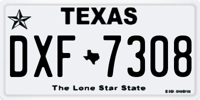 TX license plate DXF7308