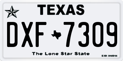 TX license plate DXF7309