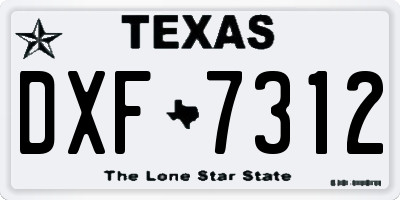 TX license plate DXF7312