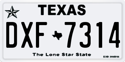 TX license plate DXF7314