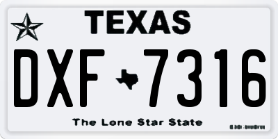 TX license plate DXF7316