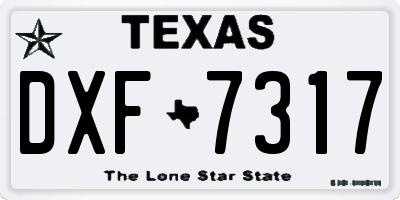 TX license plate DXF7317