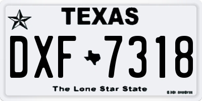 TX license plate DXF7318