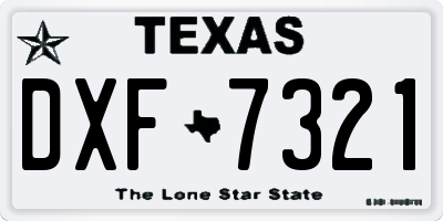 TX license plate DXF7321