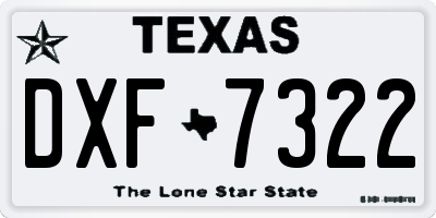 TX license plate DXF7322