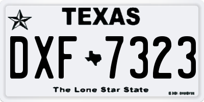 TX license plate DXF7323