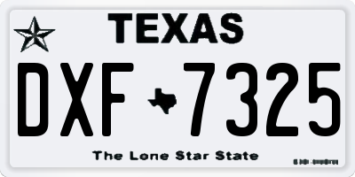 TX license plate DXF7325