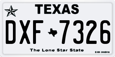 TX license plate DXF7326