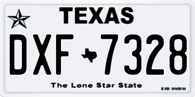 TX license plate DXF7328