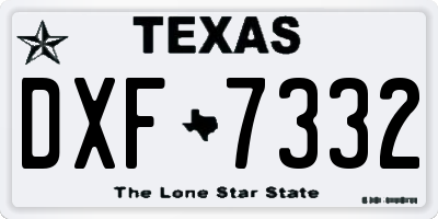 TX license plate DXF7332