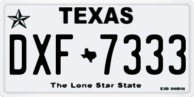 TX license plate DXF7333