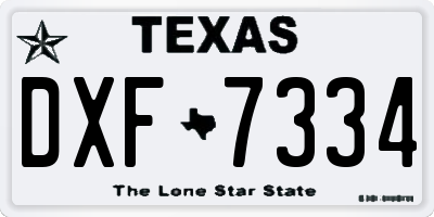 TX license plate DXF7334