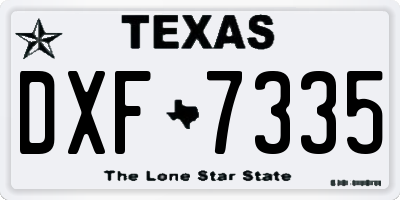 TX license plate DXF7335