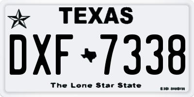 TX license plate DXF7338