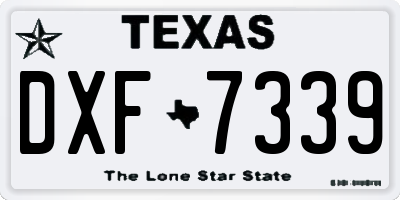 TX license plate DXF7339