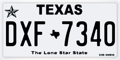 TX license plate DXF7340