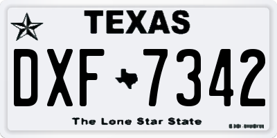 TX license plate DXF7342