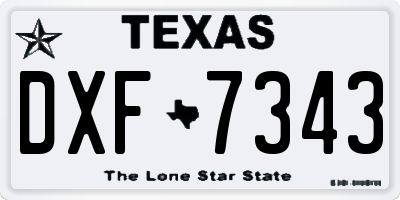 TX license plate DXF7343