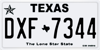 TX license plate DXF7344