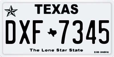 TX license plate DXF7345