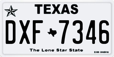 TX license plate DXF7346