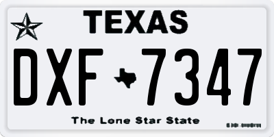 TX license plate DXF7347