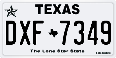 TX license plate DXF7349