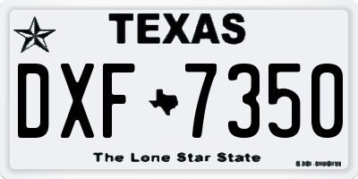 TX license plate DXF7350