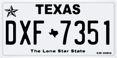 TX license plate DXF7351
