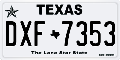 TX license plate DXF7353