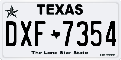 TX license plate DXF7354