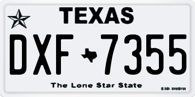 TX license plate DXF7355