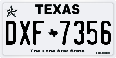 TX license plate DXF7356