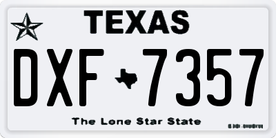 TX license plate DXF7357